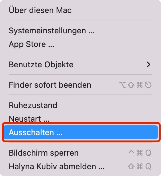 Mac ausschalten