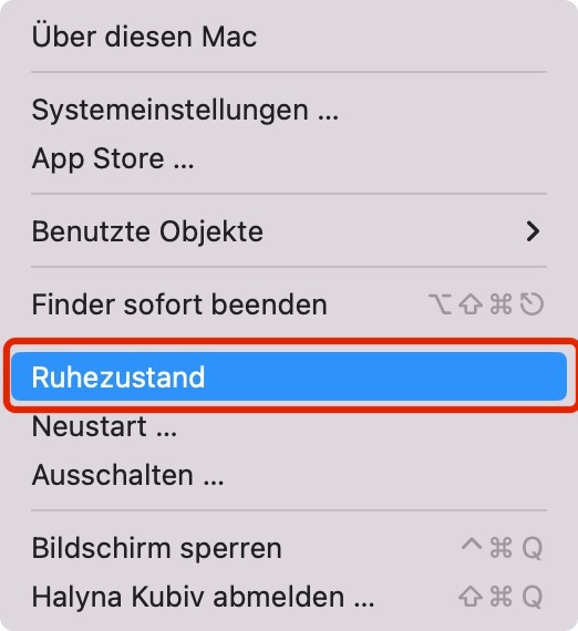 Mac in Ruhezustand versetzen