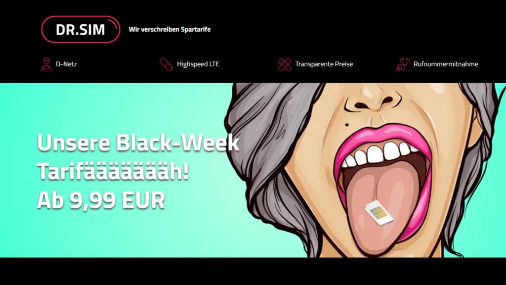Image: GÃ¼nstige Mobilfunk-Tarife bei Dr. SIM: Zur Black-Week sparen Sie richtig krass