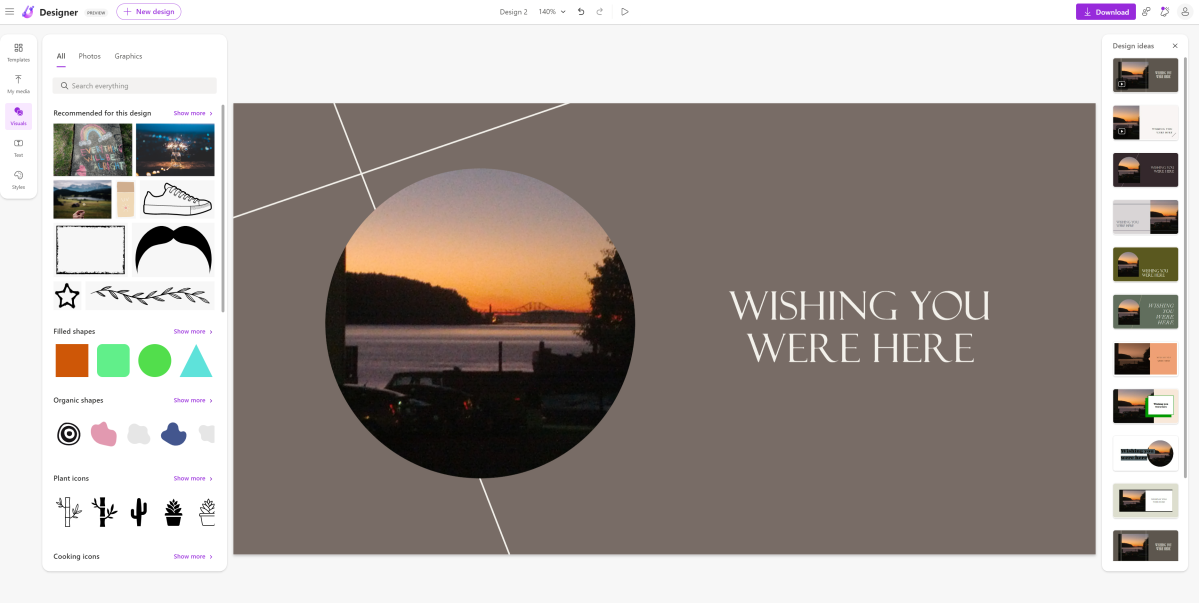 Microsoft Designer wish you were here