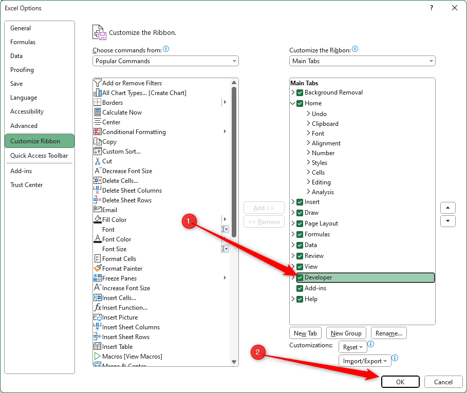 how-to-enable-developer-tab-in-excel-youtube