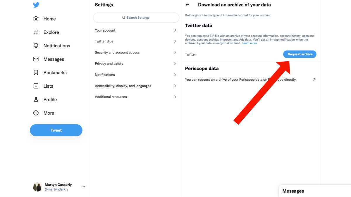 Step 5 of downloading an archive of your Twitter account