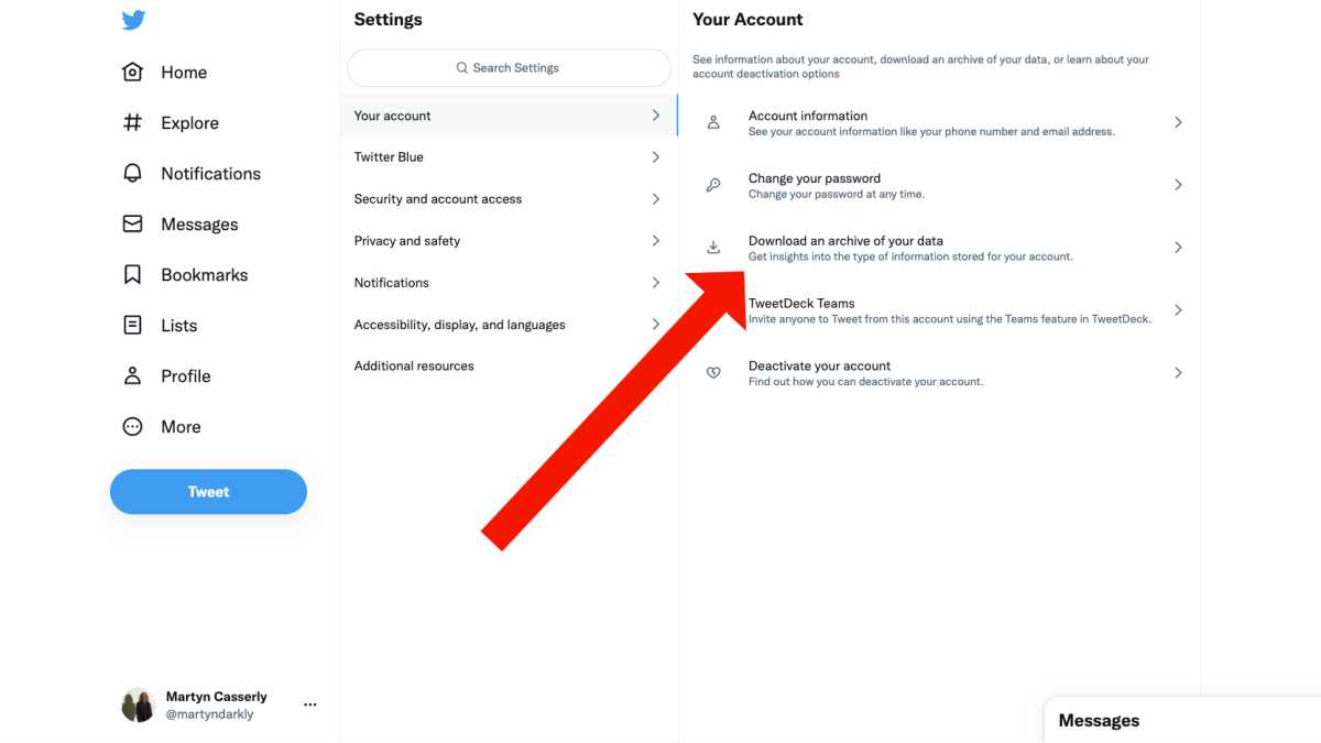 Step 3 of downloading an archive of your Twitter account