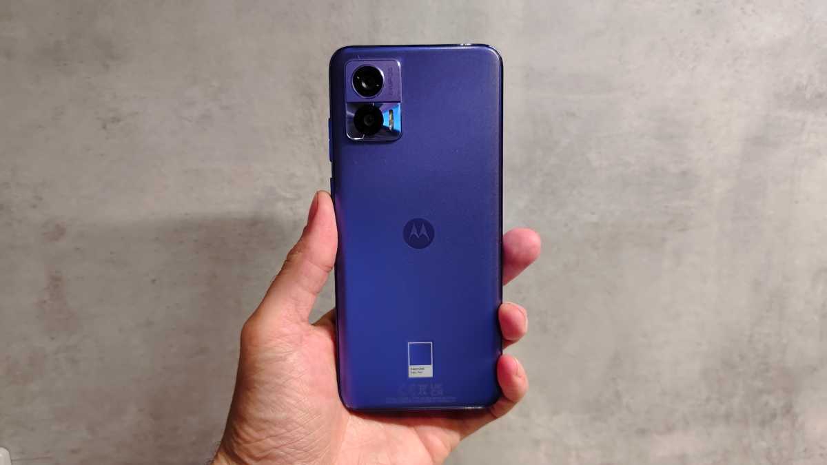 Rear of the Motorola Edge 30 Neo in-hand