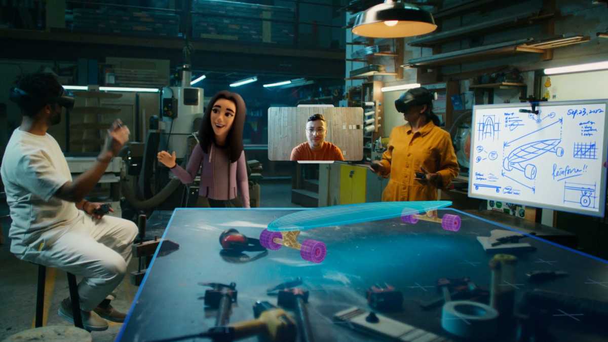 Die Skurrilität der Home-Office-Welt: Wir werden wohl VR-Headsets tragen, um das Gefühl zu haben, mit Kollegen zu arbeiten, statt einfach ins Büro zu gehen. Für internationale Kollaborationen könnte das natürlich interessant sein, gerade beim Designen von Produkten.