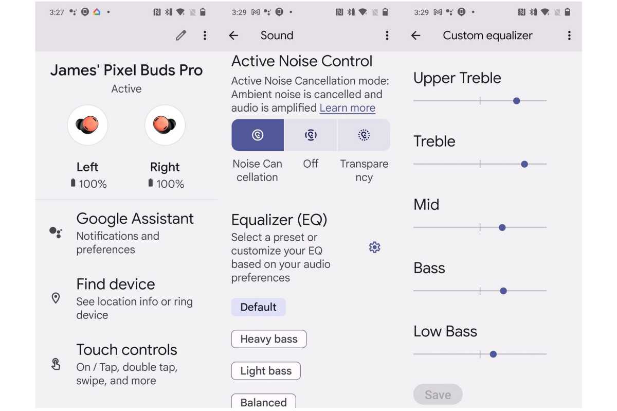 Екранни снимки на приложението Pixel Buds Pro