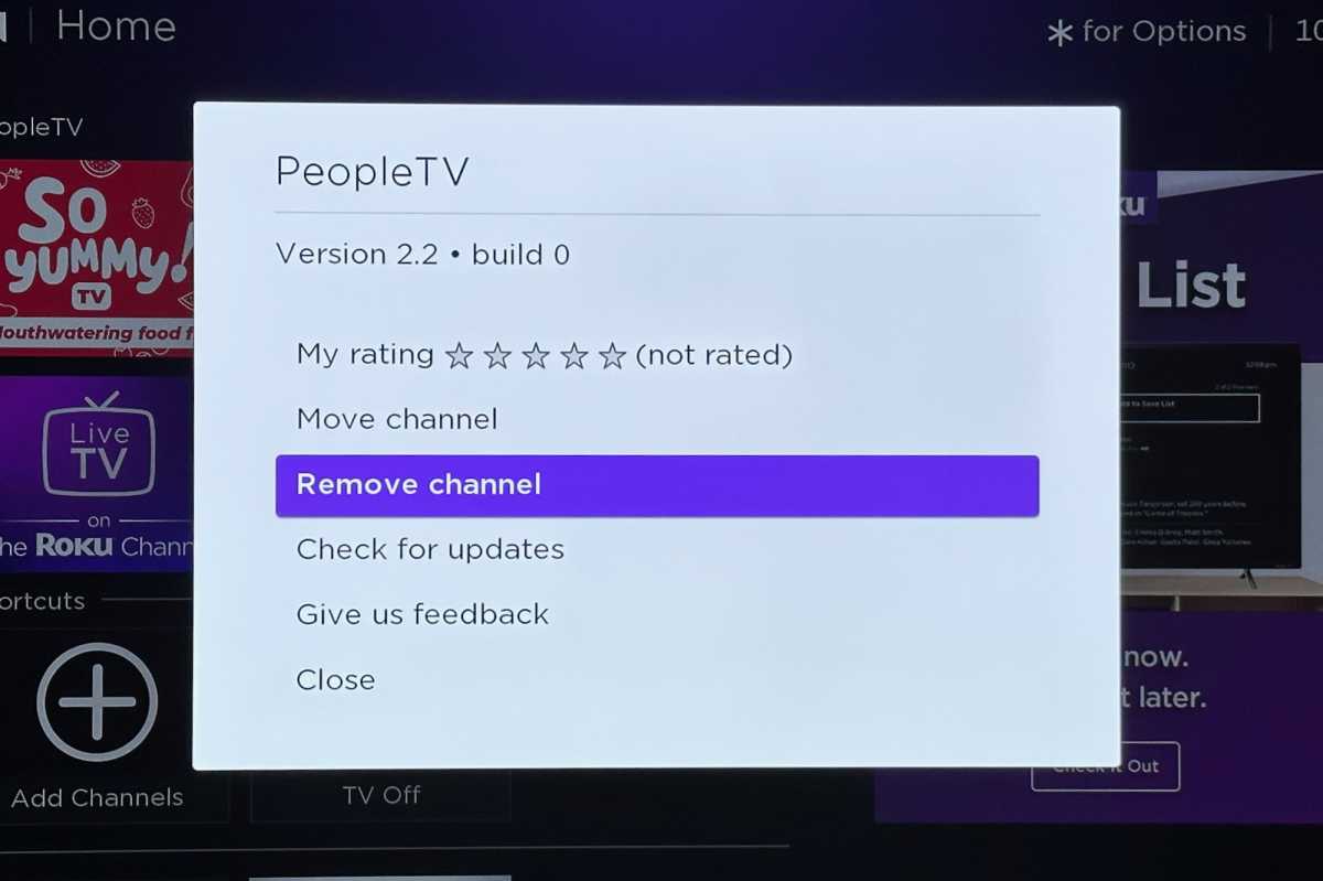 Removing a Roku channel