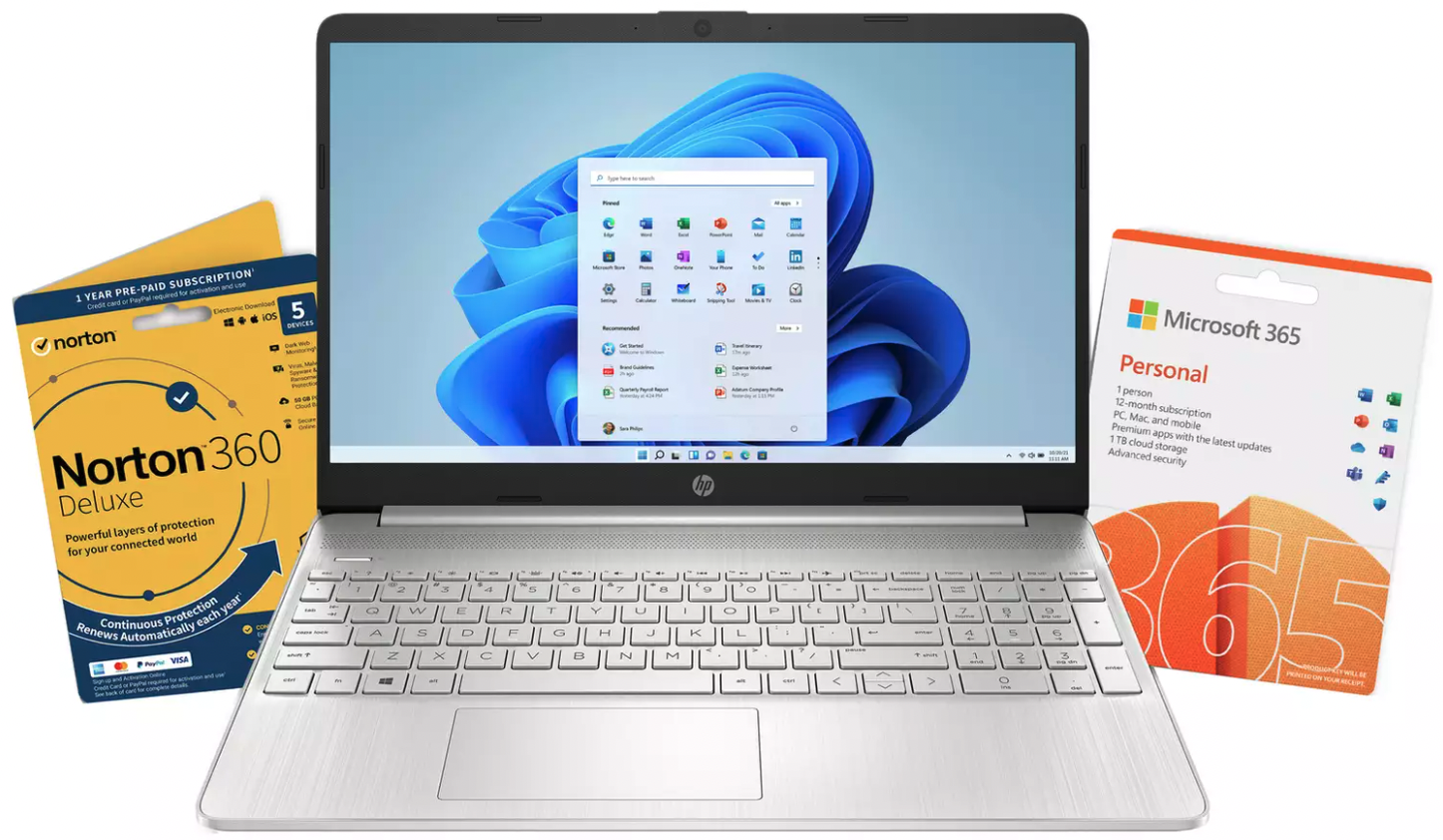 HP 15,6-Zoll-i5-Laptop-Paket mit 8 GB und 256 GB