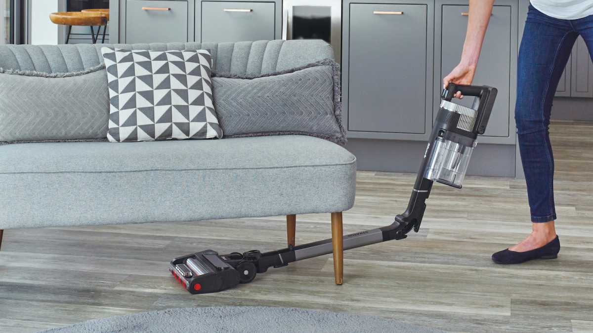 Shark Stratos vacuum with a jointed stick that can vacuum under sofas