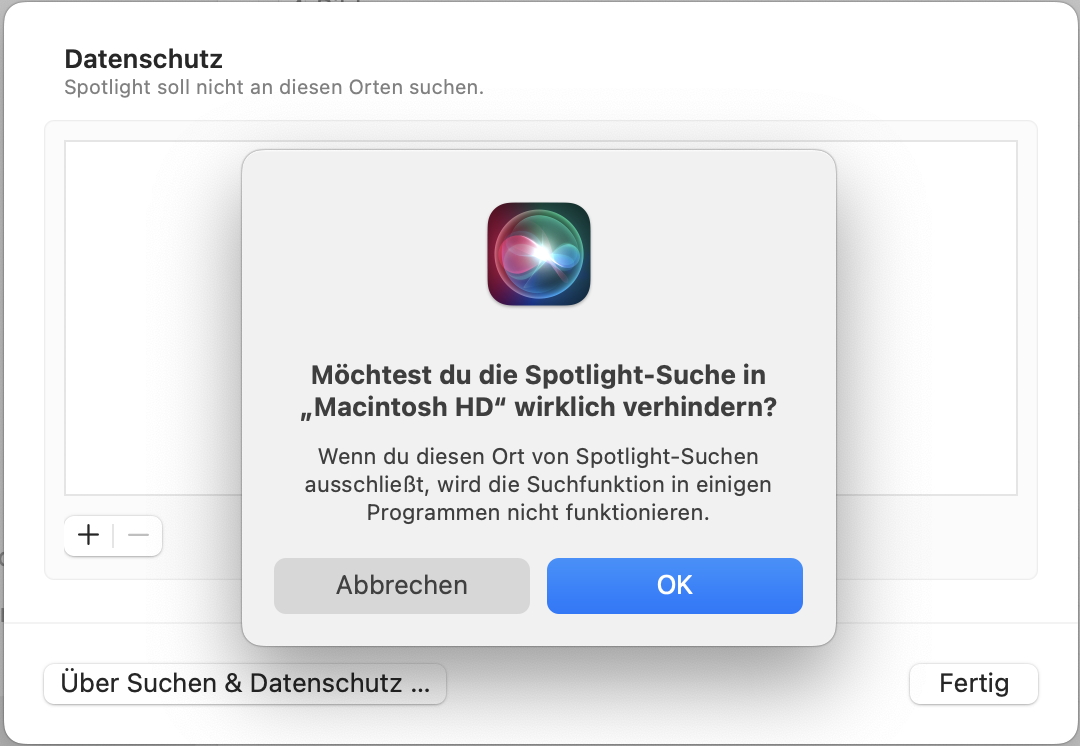 Index von Spotlight neu erstellen