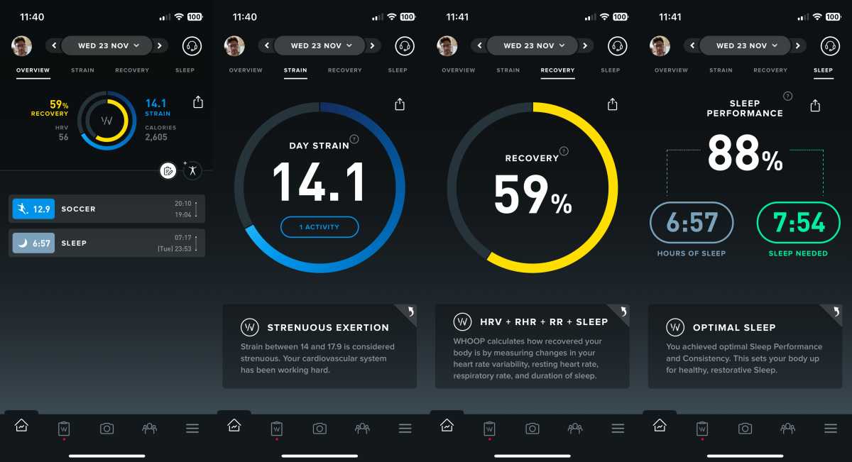 The Whoop 4.0 app