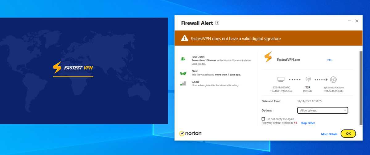 FastestVPN Windows app Firewall