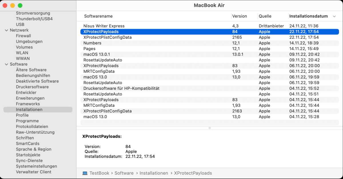 XProtect in den Systeminformationen prüfen