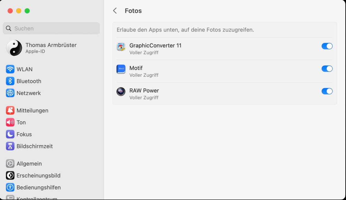 Zugriffsberechtigungen für die Fotomediathek