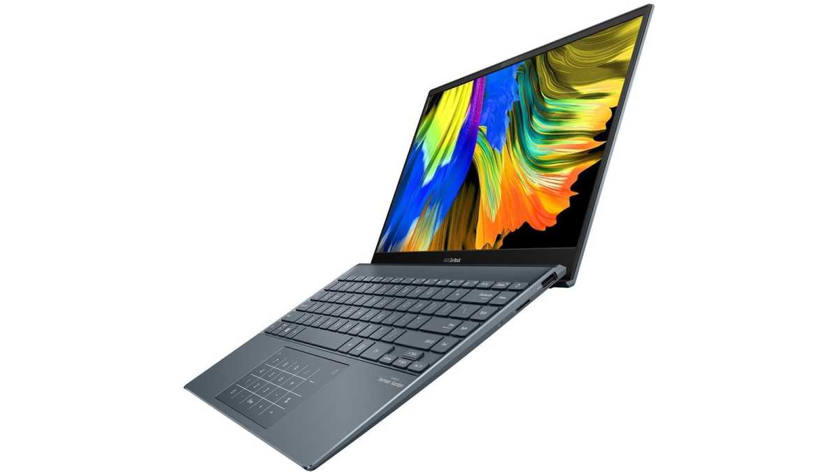 Asus ZenBook 13 OLED side view of display and keyboard