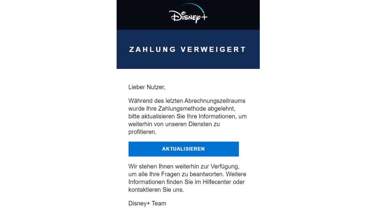 Disney+ Phishing-Mail