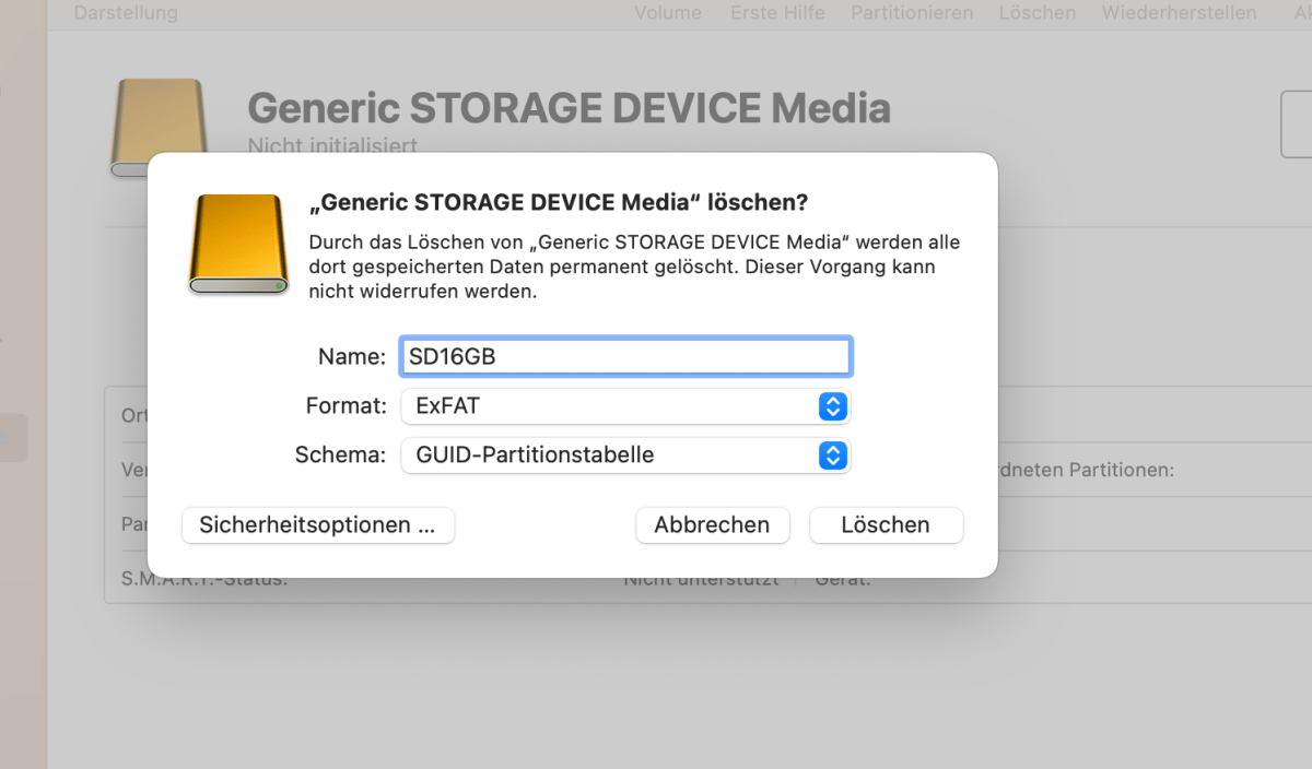 Laufwerke in macOS formatieren