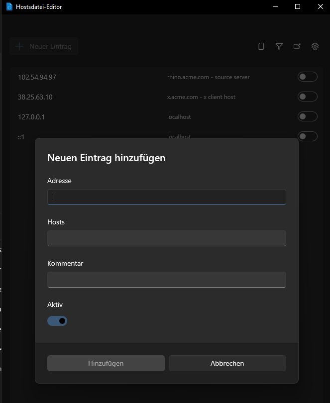 Der neue Hostsdatei-Editor in PowerToys