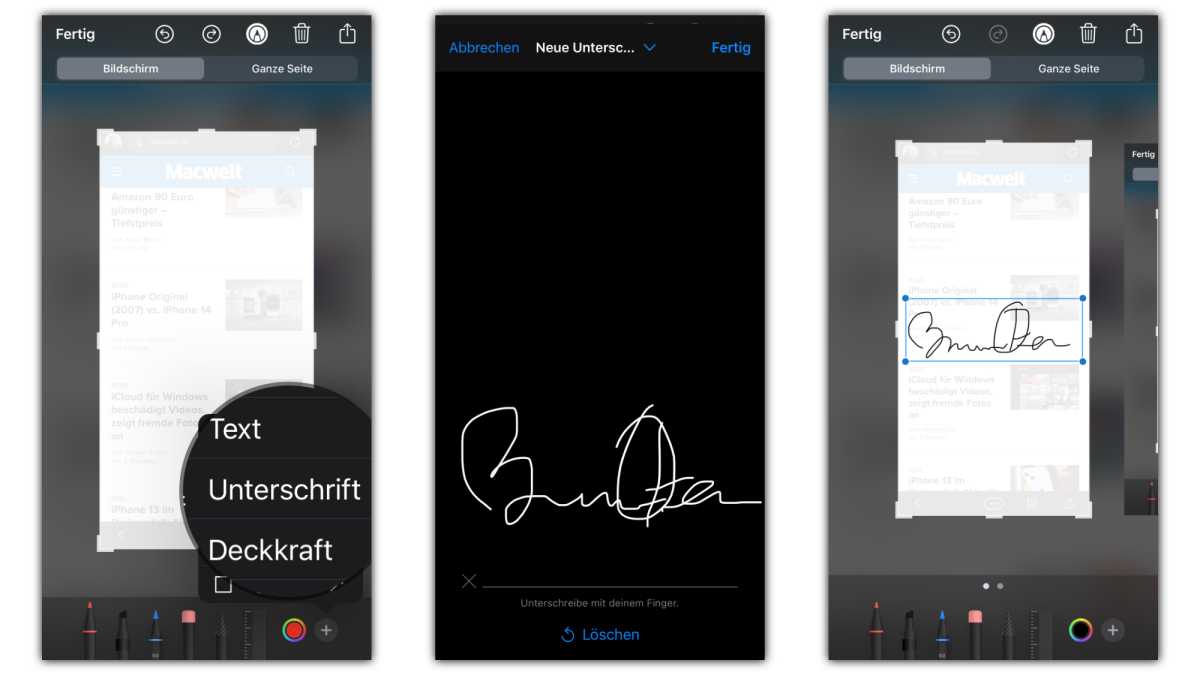 iOS 16 Unterschrift