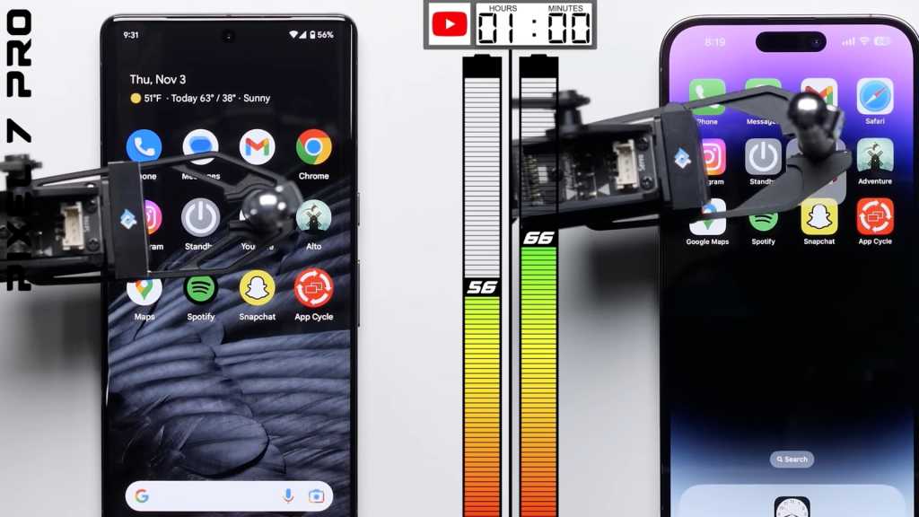 Image: So viel Akku hat das iPhone 14 Pro Max noch, wenn das Google Pixel 7 Pro schon leer ist