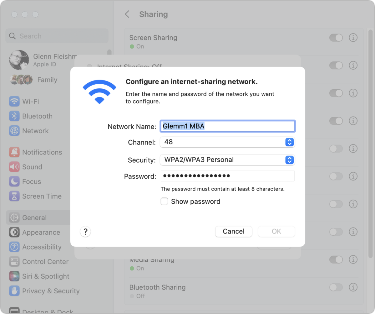 How to share your internet connection over Wi-Fi in macOS Ventura