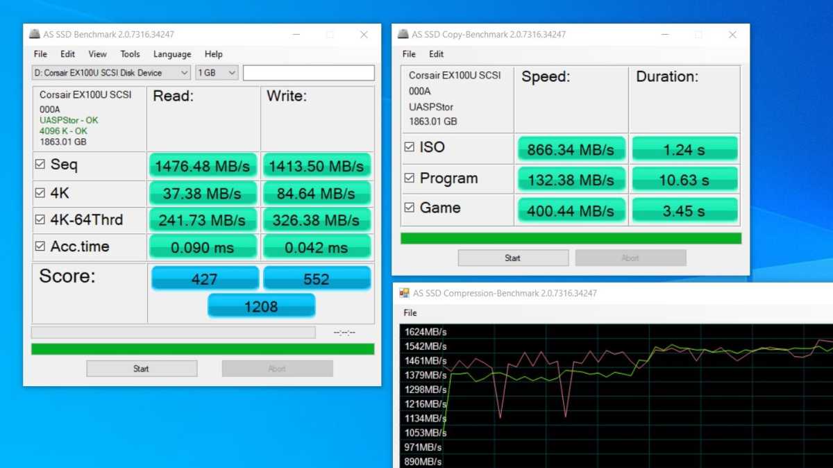 Corsair EX100U scores for AS SSD Bench