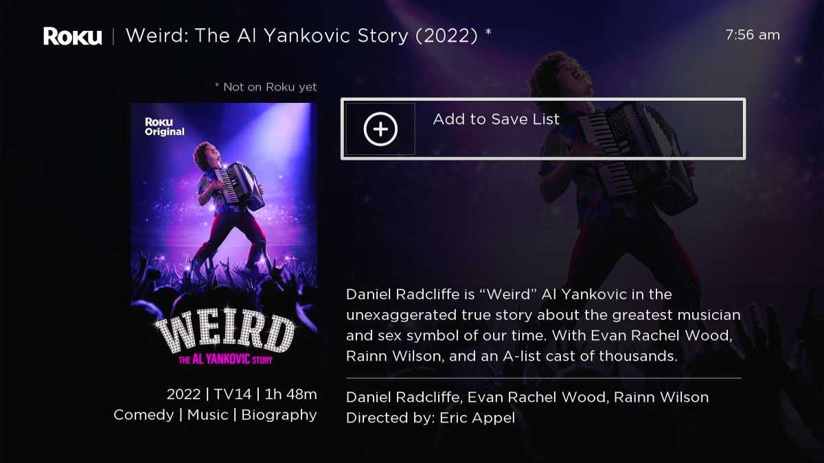 Weird: The Al Yankovic Story on Roku