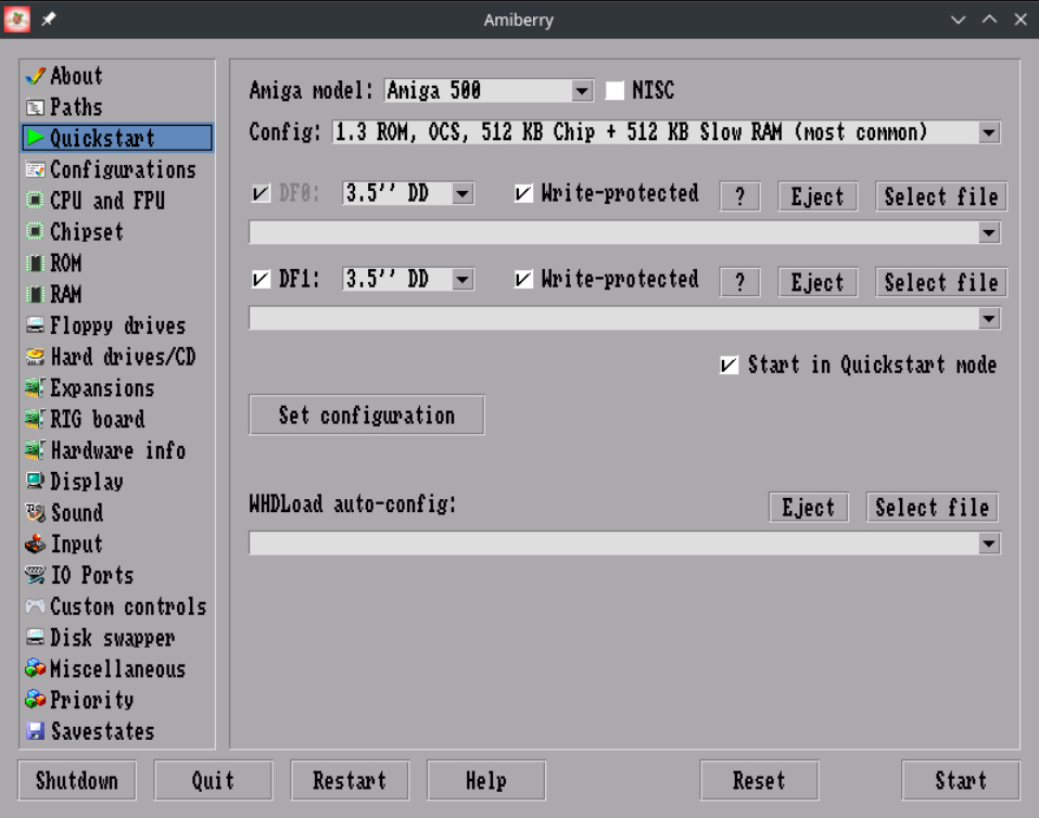 Die Haupt-GUI von Amiberry