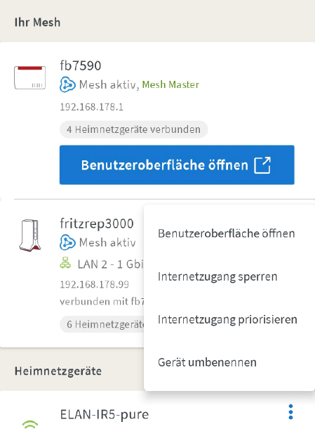 Auch in der Myfritz-App können ab sofort einzelne Heimnetzgeräte komfortabel für den Internetzugriff priorisiert werden.