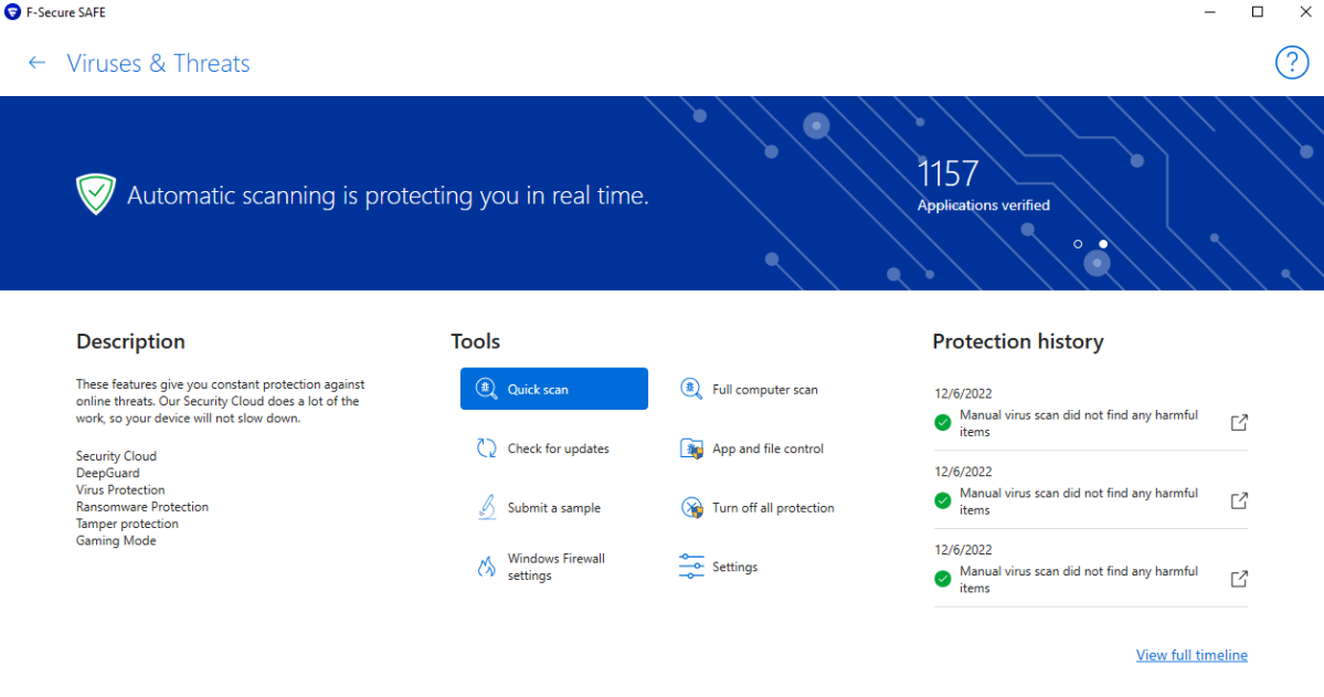 F-Secure SAFE scan