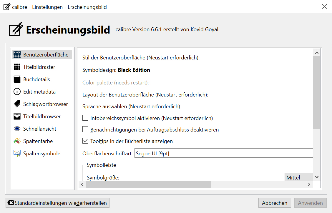 Die Oberfläche des Programms lässt sich über die Einstellungen sehr umfangreich verändern und darin auch das Design anpassen.