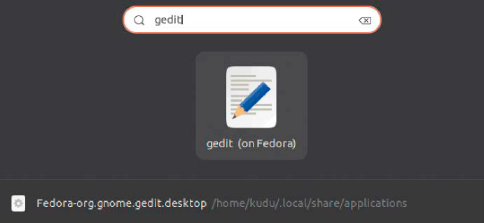 Verknüpfung zur einer grafischen Anwendung im Container: Bei einem Aufruf, hier unter Gnome, startet der Distrobox- Container und zeigt das Programm auf dem Desktop an.