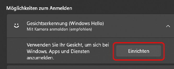 Webcam zur Anmeldung nutzen