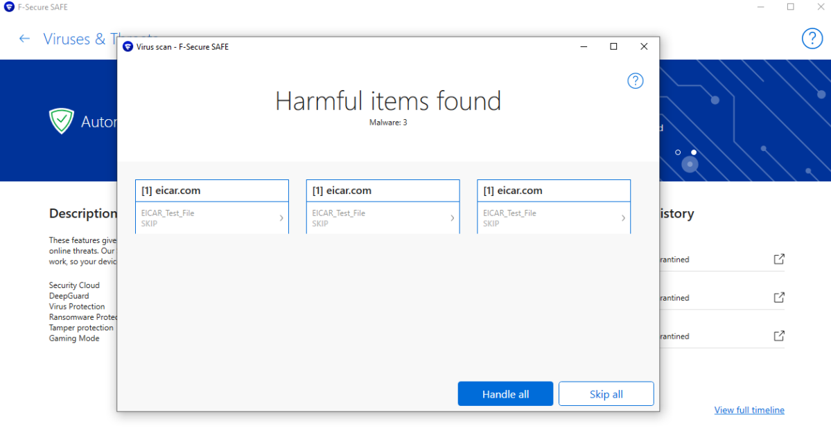 F-Secure SAFE manual scan