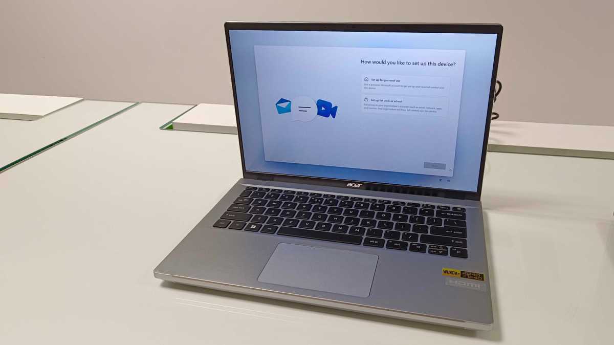 Picture of an Acer laptop on a desk