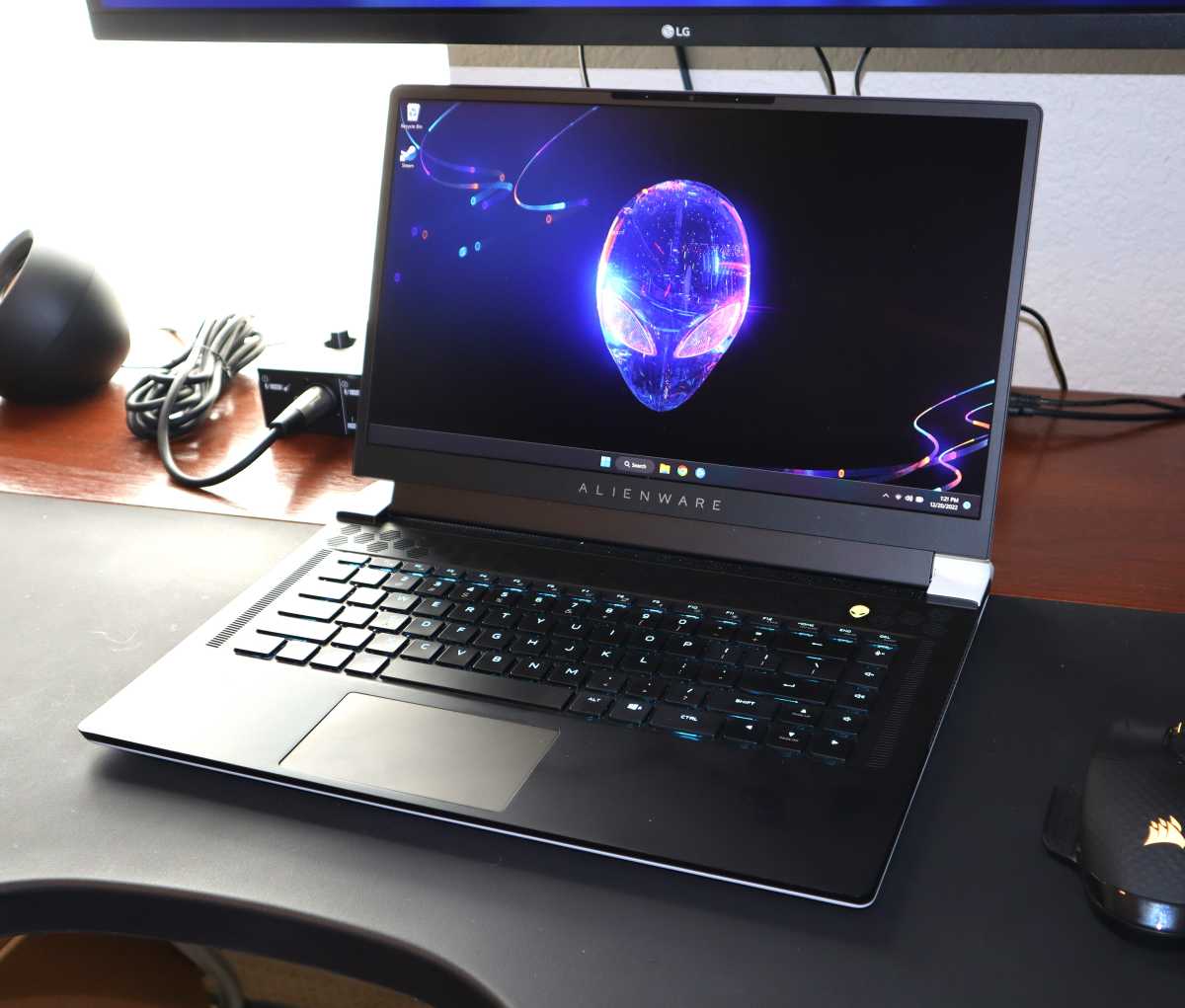 Alienware X15 laptop on desk.