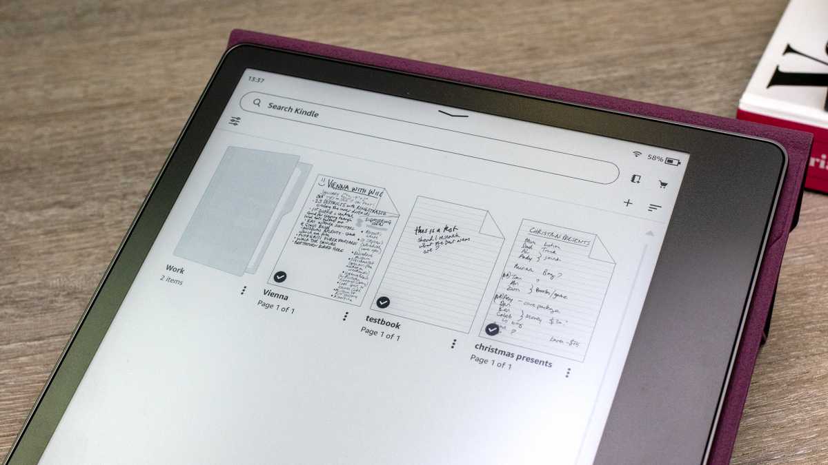 Amazon Kindle Scribe's notebook software