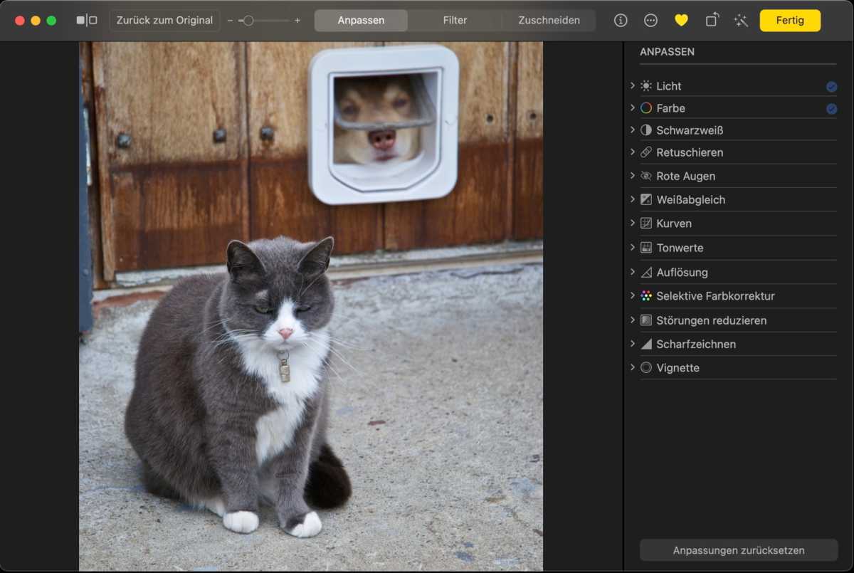 Werkzeugauswahl in Fotos