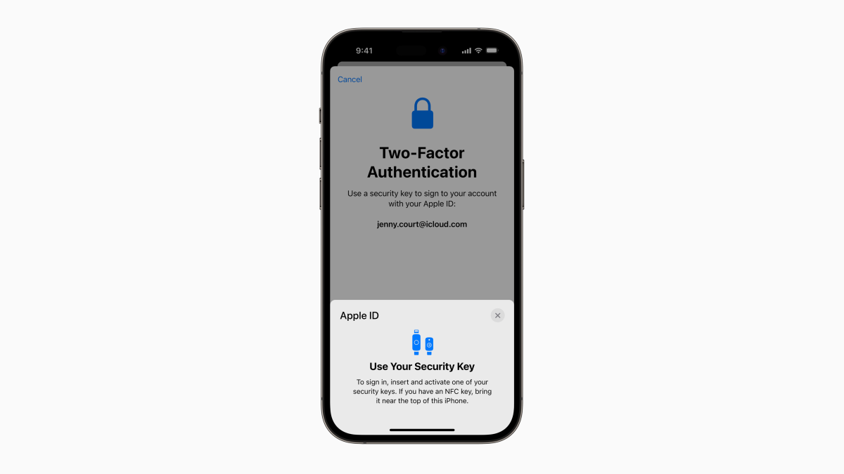 iPhone support security keys