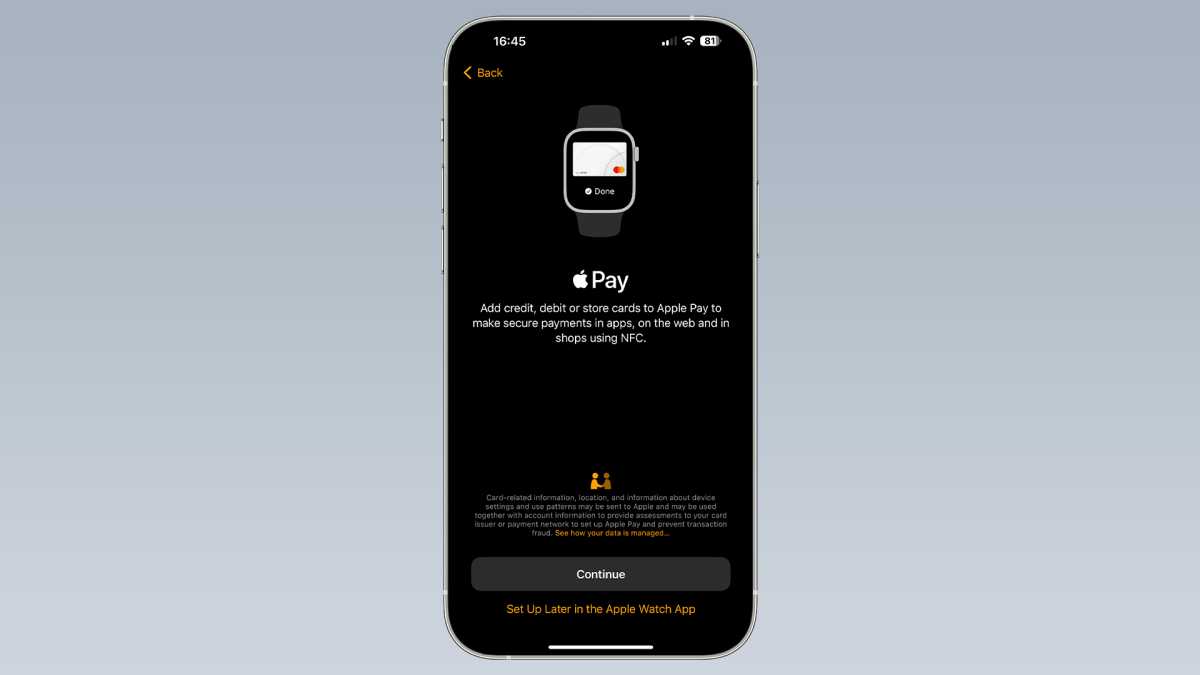 Apple Pay setup on Apple Watch