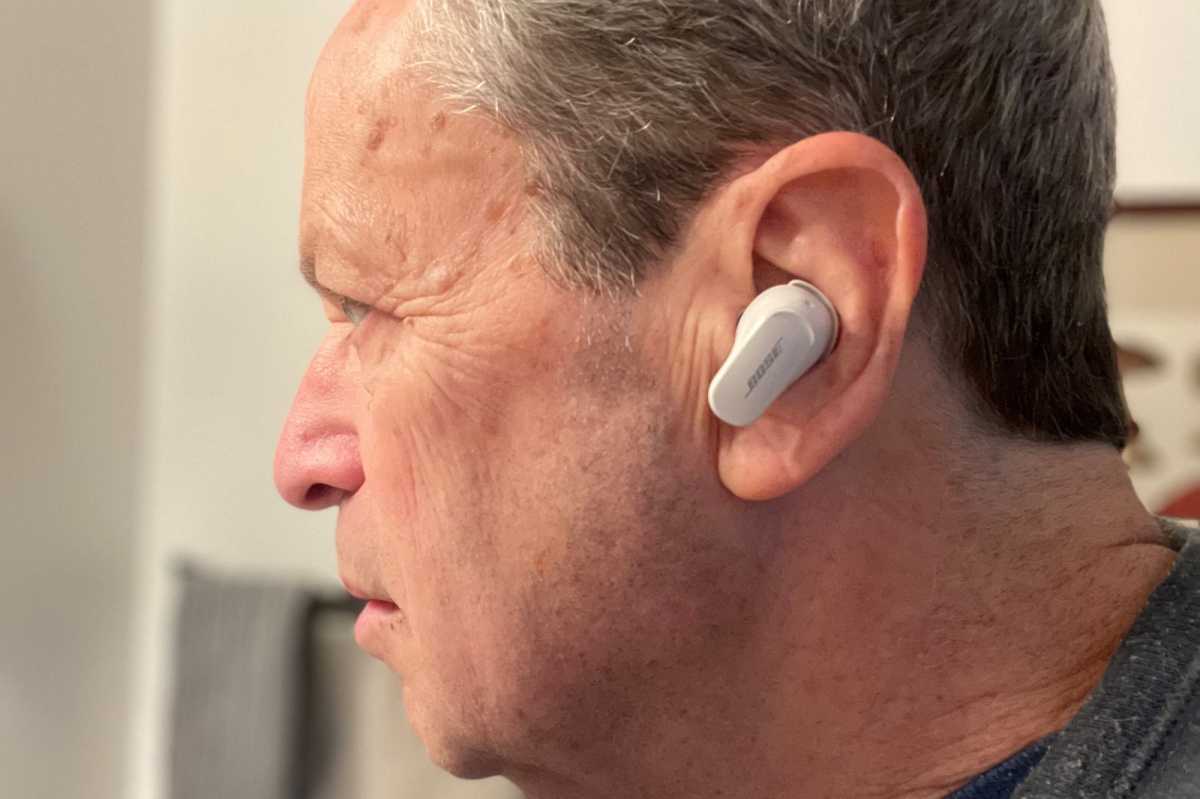 Author wearing Bose Quiet Comfort Earbuds II