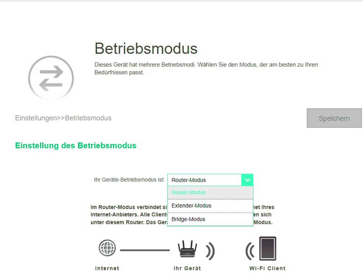 Router-Einstellungen Betriebsmodus