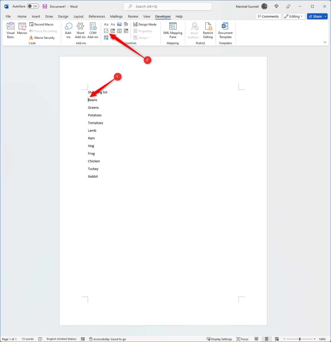 How To Insert A Check Box Content Control In Word