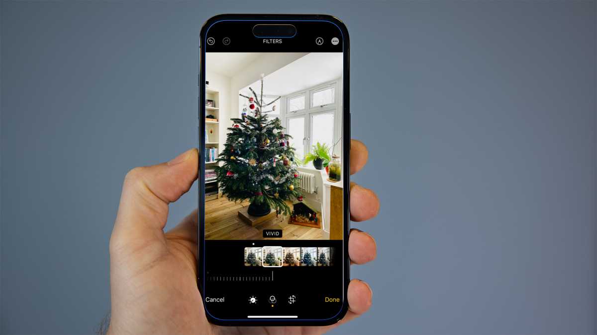 Editing Christmas photos on an iPhone