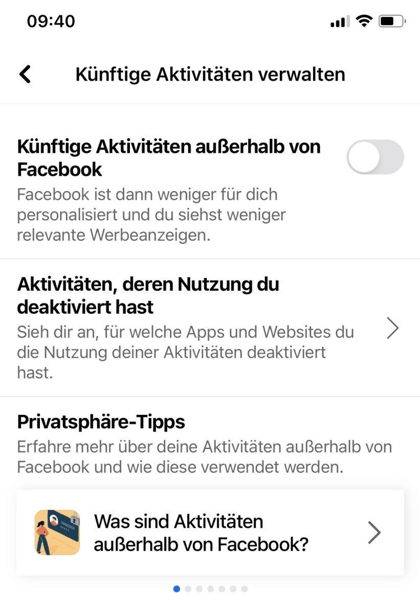 Infos der Drittseiten vor Facebook verstecken