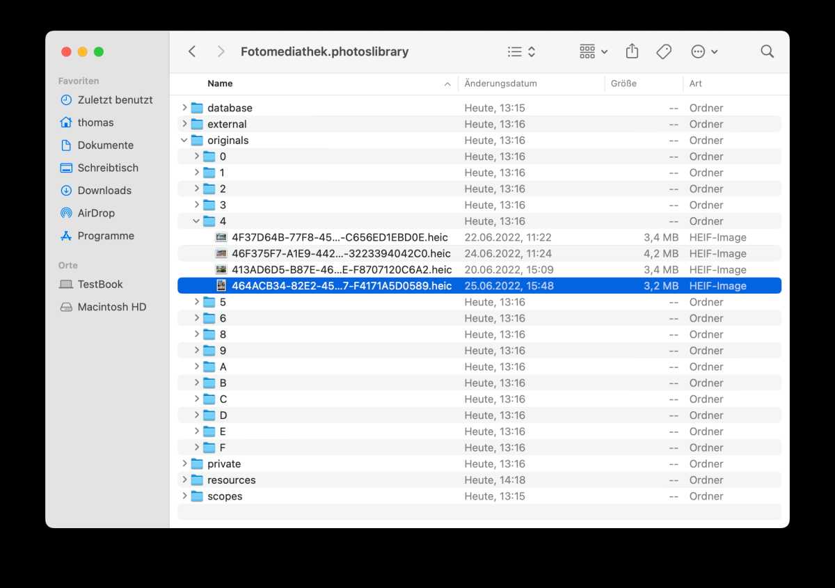 Fotos im Finder