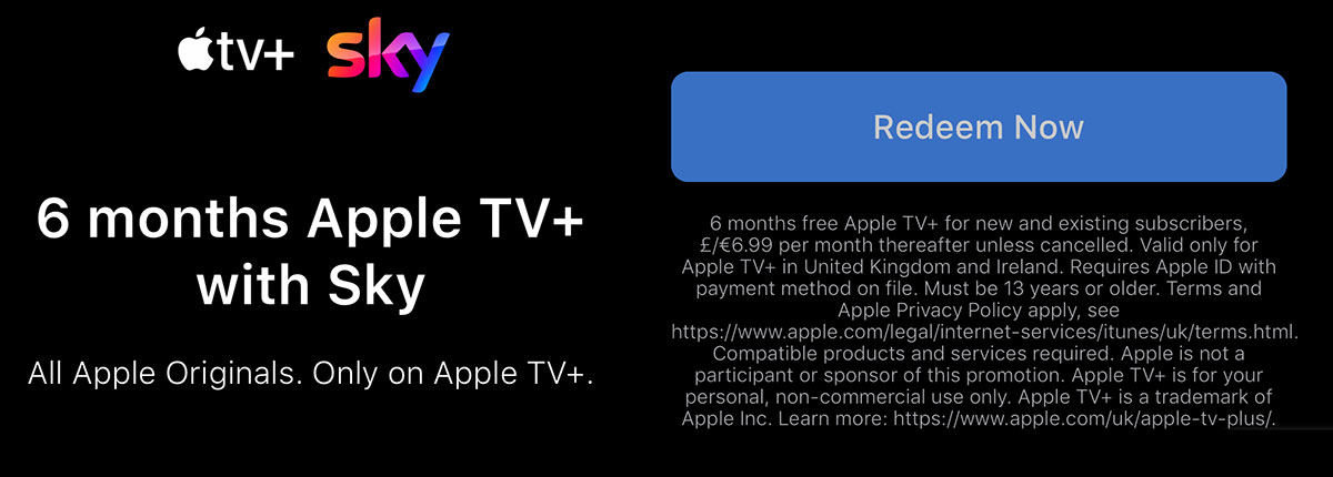 Free Apple TV+ with SKy TV
