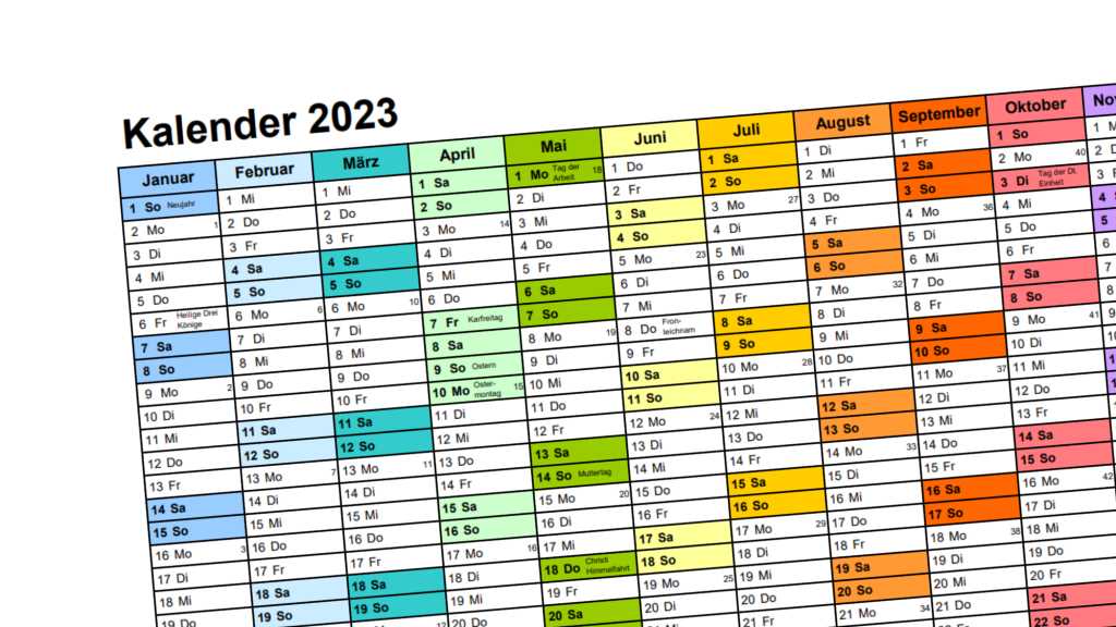 Image: Kalender 2023 gratis zum Ausdrucken in allen Formaten