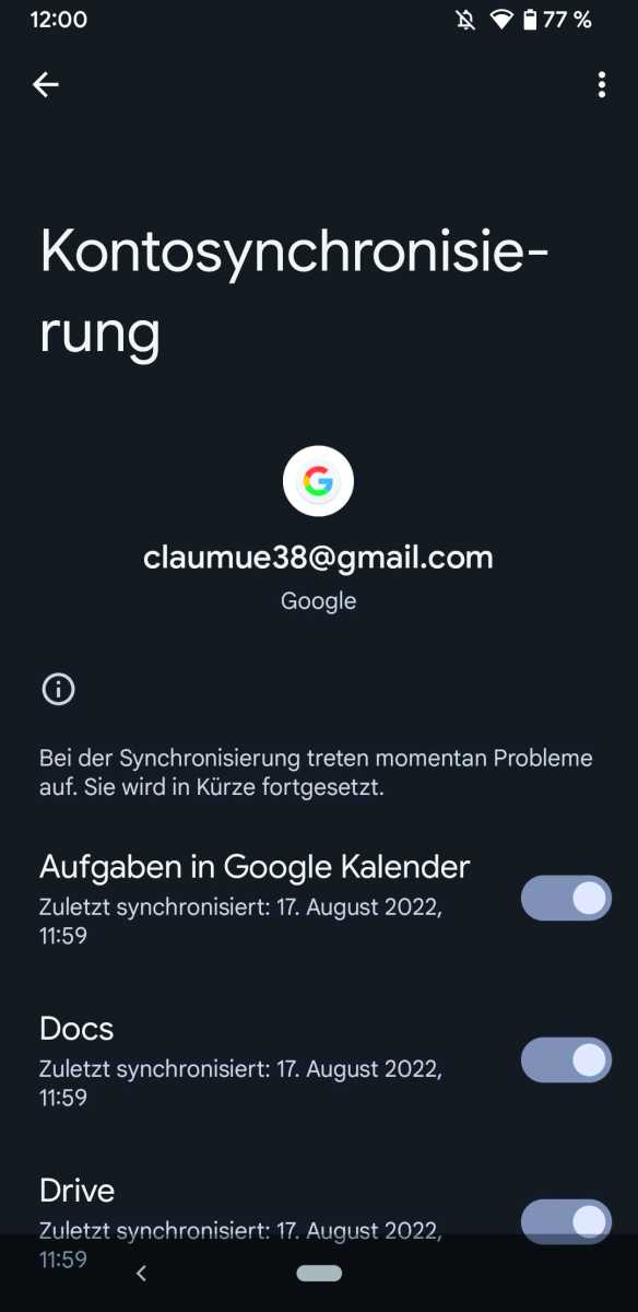 Gmail Kontosynchronisierung