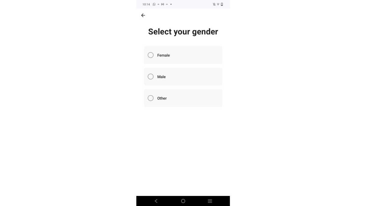 Lensa Select your gender in the screenshot